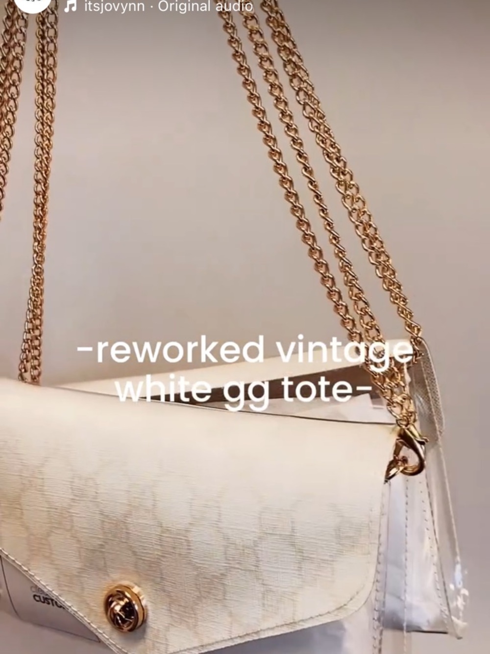 White Crossbody Clear Panel Shoulder Bag with Chain Strap - Picture 6 of 11